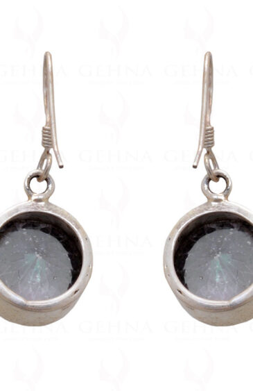 Mystic Grey Quartz Round Shaped Gemstone 925 Sterling Silver Earrings SE04-1045