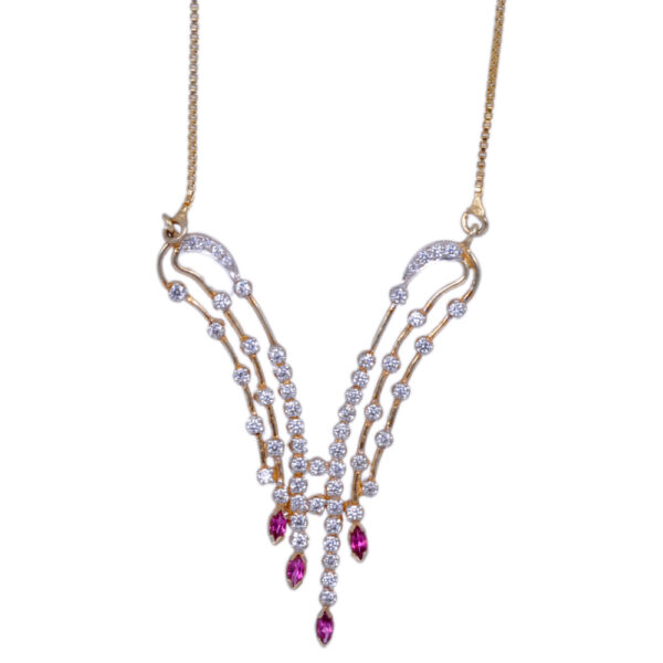 Pink Tourmaline Sapphire Necklace Set In .925 Sterling Silver SN-1045