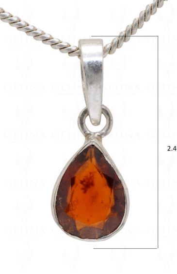 Hessonite Pear Shape Gemstone 925 Silver Pendant SP02-1045