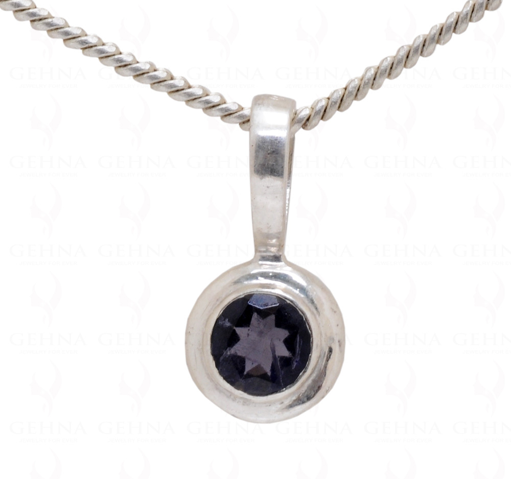 Iolite Round Shape Gemstone 925 Silver Pendant SP02-1046