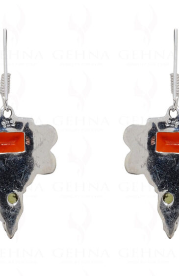 Peridot & Carnelian Gemstone 925 Sterling Silver Earrings SE04-1046