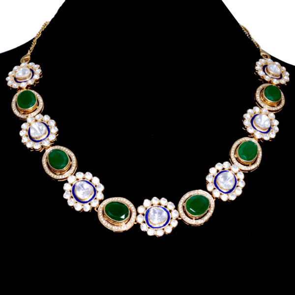 Jade & Sapphire Bracelet, Earring & Necklace Set In .925 Sterling Silver SN-1046
