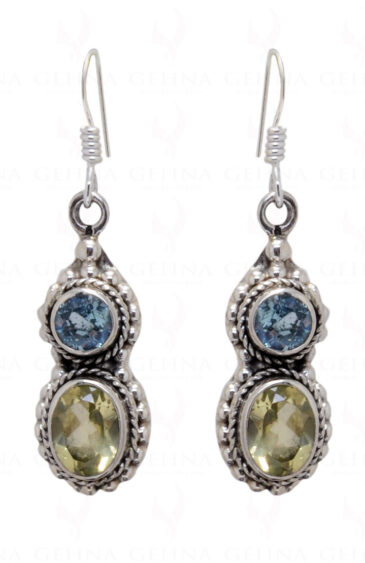 Blue & Lemon Topaz Gemstone 925 Sterling Silver Earrings SE04-1047