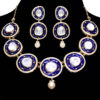 Pearl & White Sapphire Polkies Gemstone Necklace In .925 Sterling Silver SN-1047
