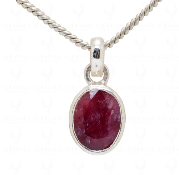 Ruby Oval Shape Gemstone 925 Silver Pendant SP02-1047