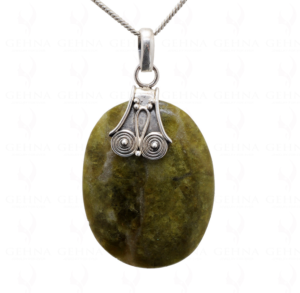 Seraphinite Gemstone Studded 925 Sterling Silver Pendant Sp031047