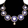 Pearl & White Sapphire Polkies Gemstone Necklace In .925 Sterling Silver SN-1047