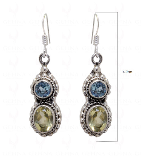 Blue & Lemon Topaz Gemstone 925 Sterling Silver Earrings SE04-1047