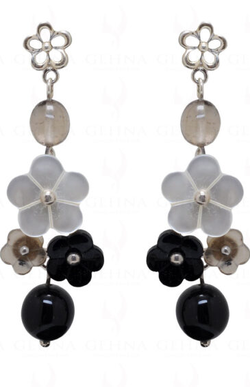 Mother Of Pearl Onyx Smoky Gemstone 925 Sterling Silver Earrings SE04-1048