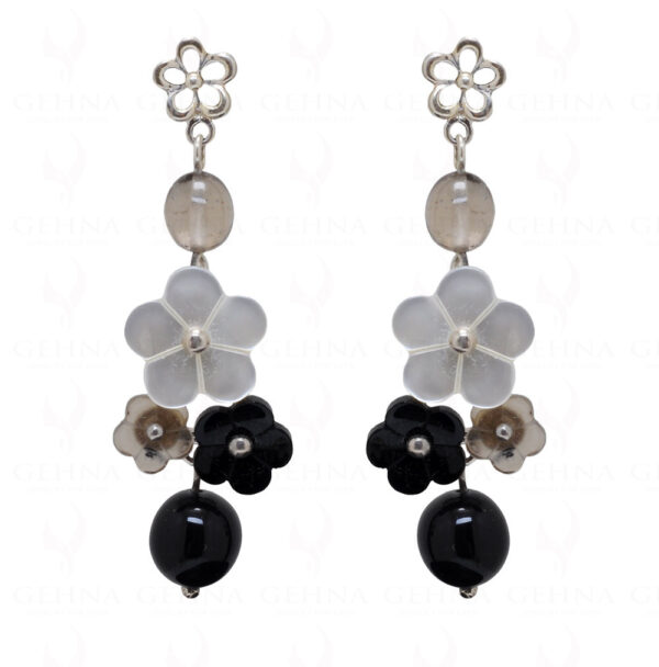 Mother Of Pearl Onyx Smoky Gemstone 925 Sterling Silver Earrings SE04-1048