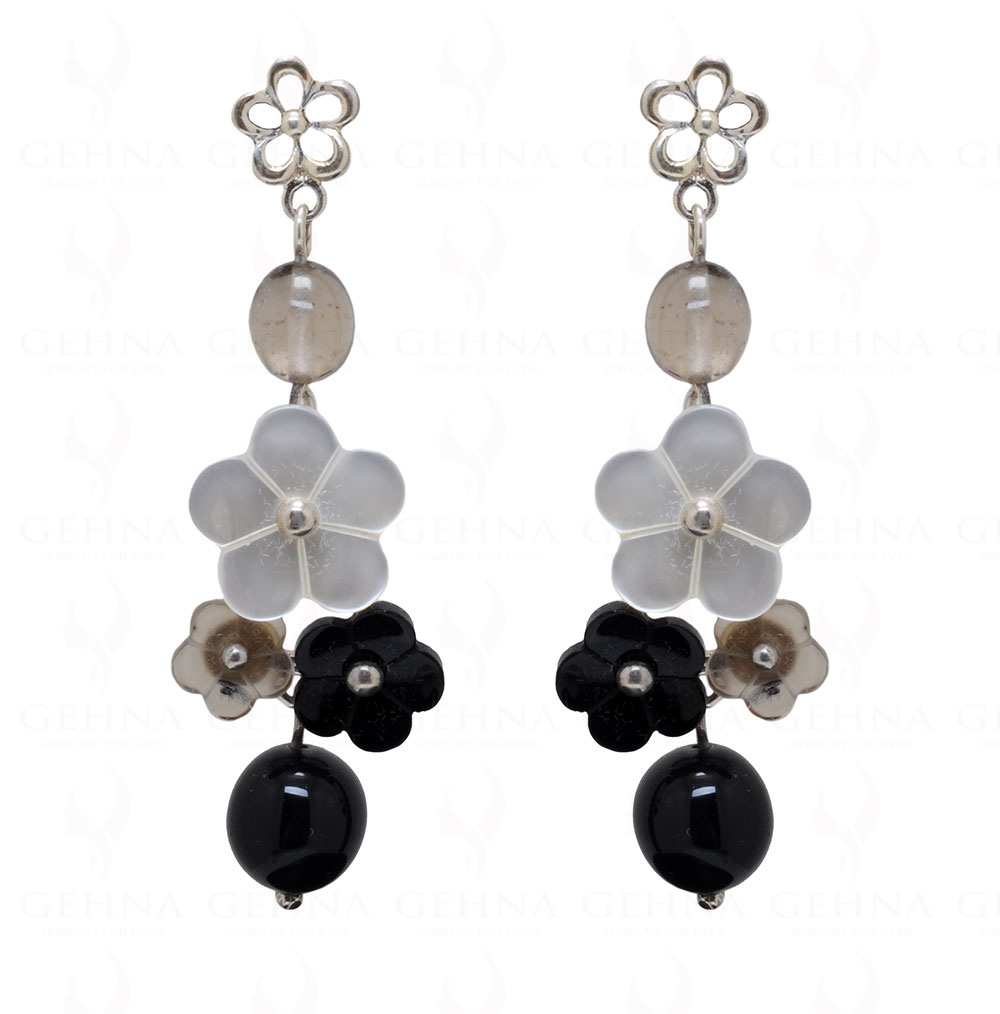 Mother Of Pearl Onyx Smoky Gemstone 925 Sterling Silver Earrings SE04-1048