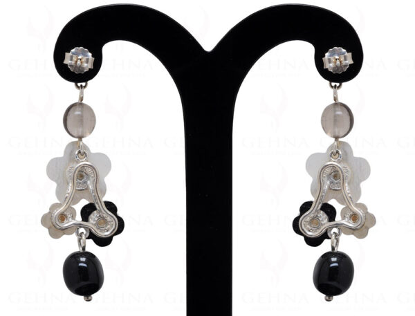 Mother Of Pearl Onyx Smoky Gemstone 925 Sterling Silver Earrings SE04-1048