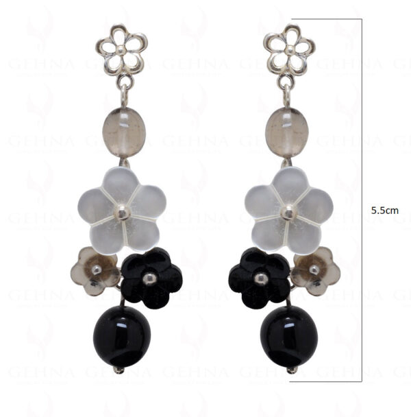 Mother Of Pearl Onyx Smoky Gemstone 925 Sterling Silver Earrings SE04-1048