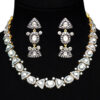 Sapphire & White Topaz Victorian Style Necklace In .925 Silver SN-1048