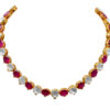 Ruby Ovals & Sapphire Polkies Gemstone Necklace In .925 Sterling Silver SN-1049