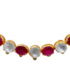 Ruby Ovals & Sapphire Polkies Gemstone Necklace In .925 Sterling Silver SN-1049