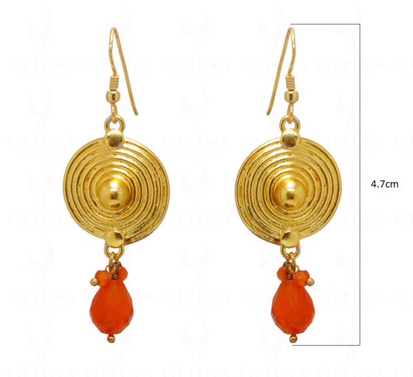 Carnelian Teardrop Knotted With 925 Silver Spiral Disc Shaped Earrings SE04-1049