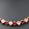Ruby Ovals & Sapphire Polkies Gemstone Necklace In .925 Sterling Silver SN-1049