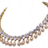 Pearl & White Sapphire Polkies Necklace Set In .925 Sterling Silver SN-1050