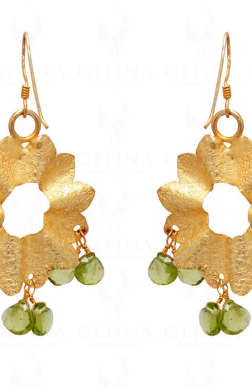Peridot Drops Knotted With 925 Solid Silver Flower Shaped Earrings SE04-1051