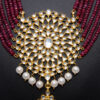 Pearl, Ruby & White Sapphire Polki Gemstone Necklace In .925 Solid Silver SN-1051