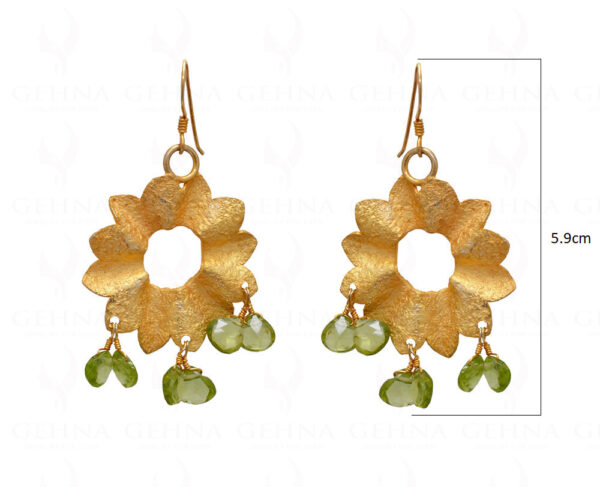 Peridot Drops Knotted With 925 Solid Silver Flower Shaped Earrings SE04-1051