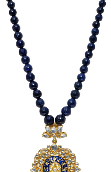 Blue Sapphire & White Sapphire Gemstone Studded Necklace In .925 Silver SN-1052