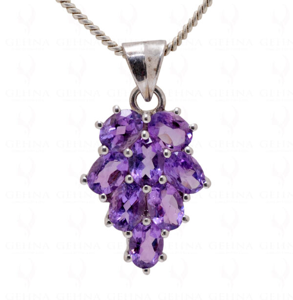 Amethyst Oval Shape Gemstone 925 Silver Pendant SP02-1053