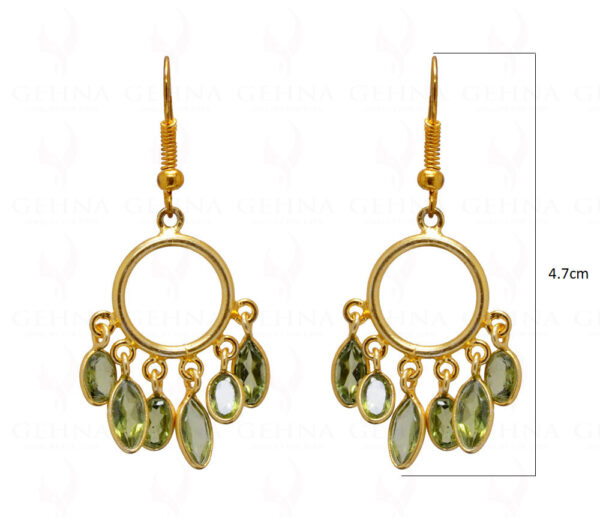 Peridot Gemstone Studded 925 Sterling Silver Bezel Gold Plated Earrings SE04-1053