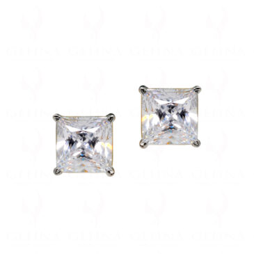 Vvs1 Square Shape Moissanite Studded 925 Sterling Silver Studs Earrings Se011054