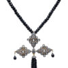 Black Spinel & White Sapphire Gemstone Necklace In .925 Silver SN-1054
