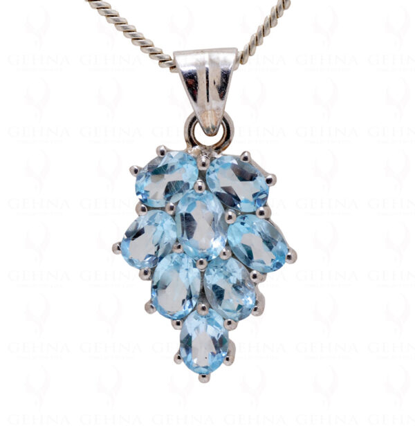 Aquamarine Oval Shape Gemstone 925 Silver Pendant SP02-1054