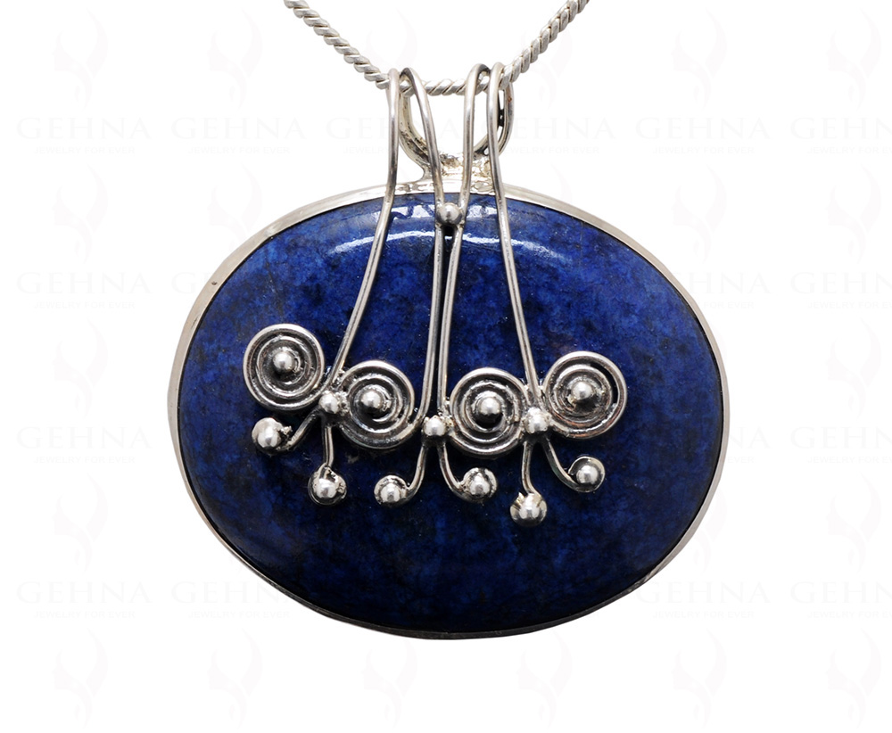 Lapis Lazuli Oval Shape Gemstone Studded 925 Sterling Silver Pendant Sp031054