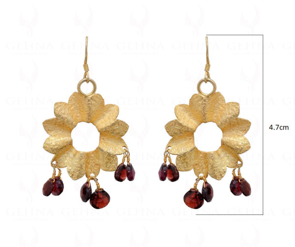 Red Garnet Drops Knotted With 925 Solid Silver Flower Shaped Earrings SE04-1054