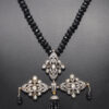 Black Spinel & White Sapphire Gemstone Necklace In .925 Silver SN-1054