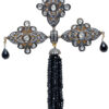 Black Spinel & White Sapphire Gemstone Necklace In .925 Silver SN-1054