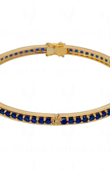 Blue Sapphire Gemstone Studded 925 Sterling Solid Silver Bracelet Sb1055