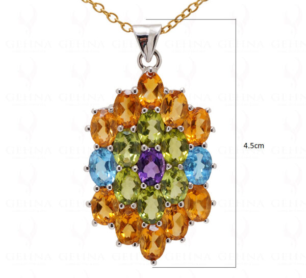 Citrine Amethyst Blue Topaz Oval Shape Gemstone 925 Silver Pendant SP02-1055