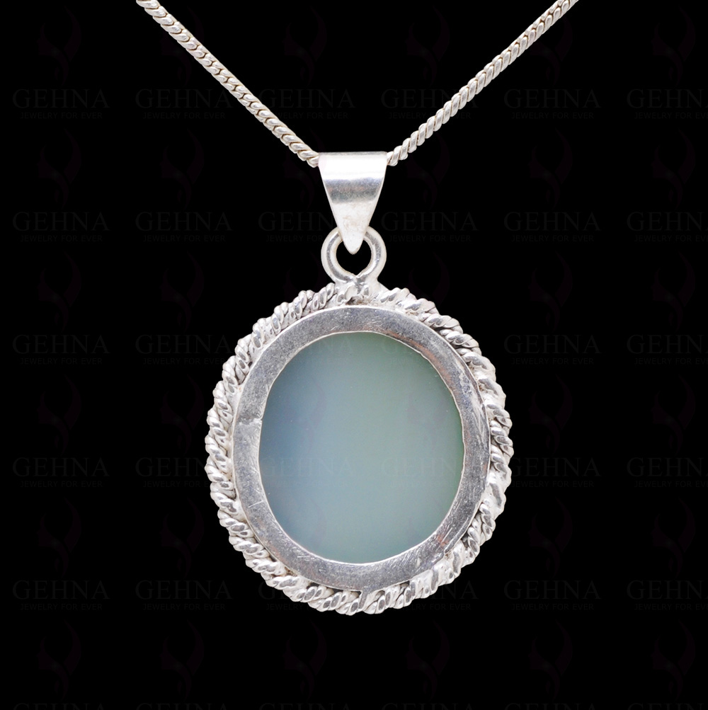 Blue Chalcedony Gemstone Studded 925 Sterling Silver Pendant Sp031056