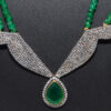 Emerald & White Sapphire Gemstone Necklace In .925 Silver SN-1056