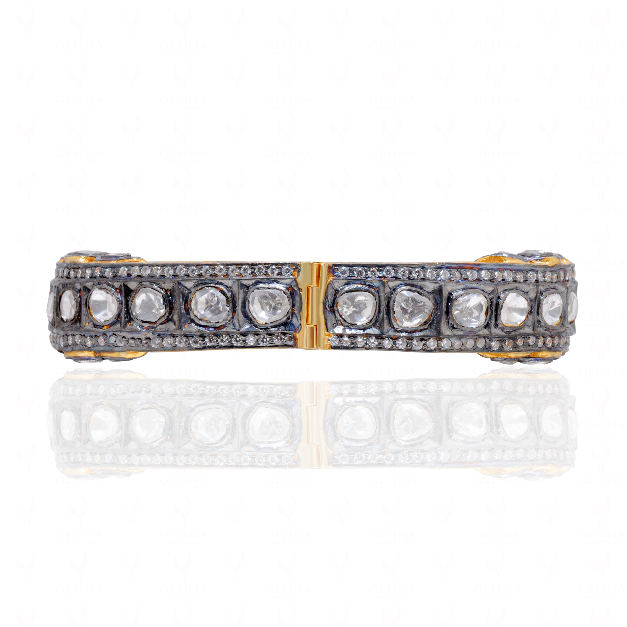 Modern Jewelry - Sapphire Studded 925 Solid Silver Bangle Bracelet Sb1057