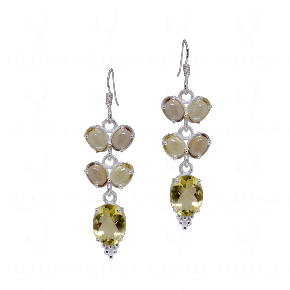 Citrine & Lemon Topaz Round Shaped Gemstone 925 Silver Earrings SE04-1057