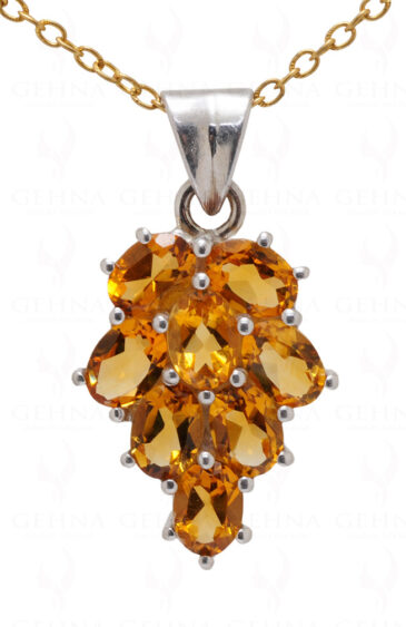 Citrine Oval Shape Gemstone 925 Silver Pendant SP02-1057