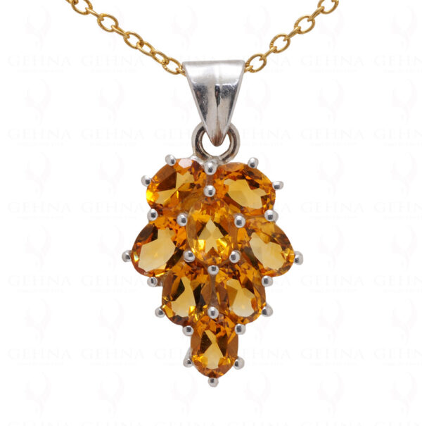 Citrine Oval Shape Gemstone 925 Silver Pendant SP02-1057