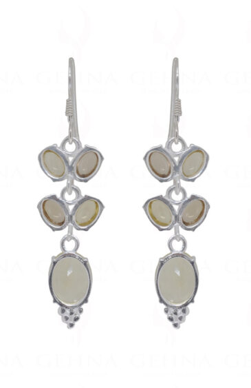 Citrine & Lemon Topaz Round Shaped Gemstone 925 Silver Earrings SE04-1057