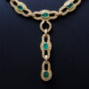 Emerald & White Topaz Gemstone Earring & Necklace Set In .925 Silver SN-1057