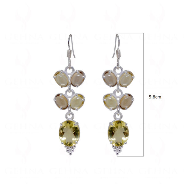 Citrine & Lemon Topaz Round Shaped Gemstone 925 Silver Earrings SE04-1057