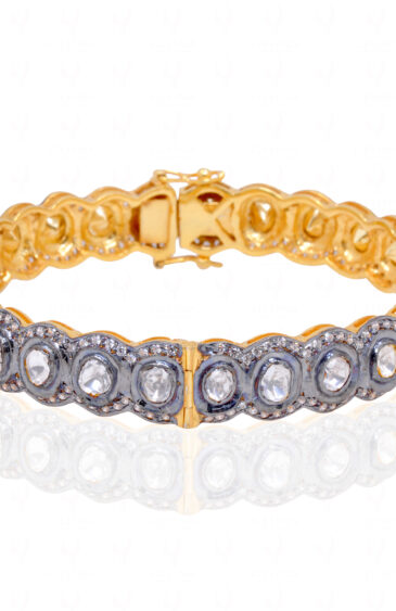 Modern Jewelry – Sapphire Studded 925 Solid Silver Bangle Bracelet Sb1058