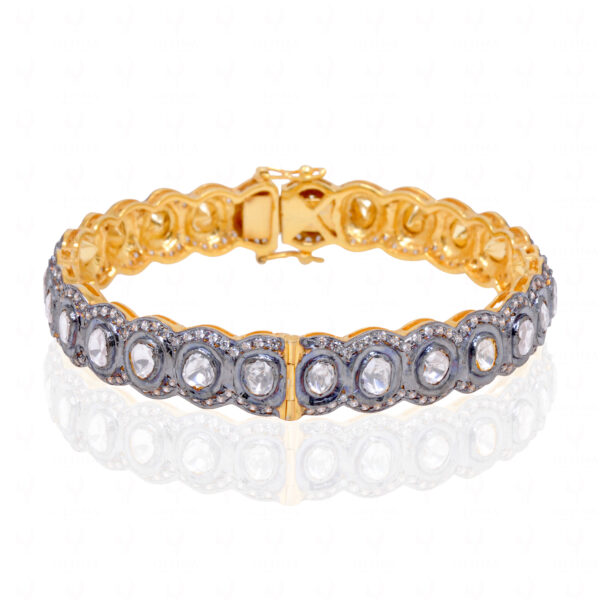 Modern Jewelry - Sapphire Studded 925 Solid Silver Bangle Bracelet Sb1058