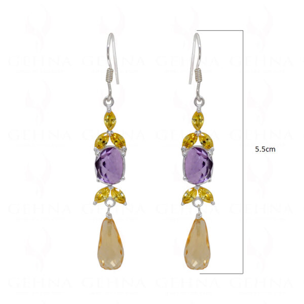 Amethyst & Citrine Gemstone Studded 925 Sterling Silver Earrings SE04-1058